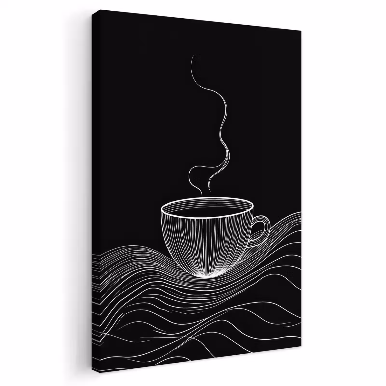 Buiten canvas - Lijntekening - Koffiekop - Zwart — 1