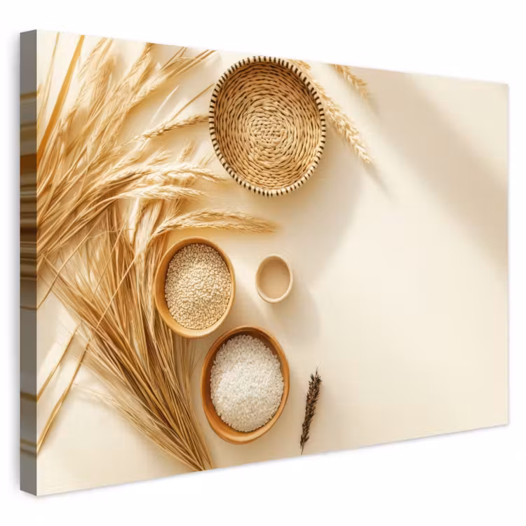 Buiten canvas - Granen - Hout - Kom - Beige — 1