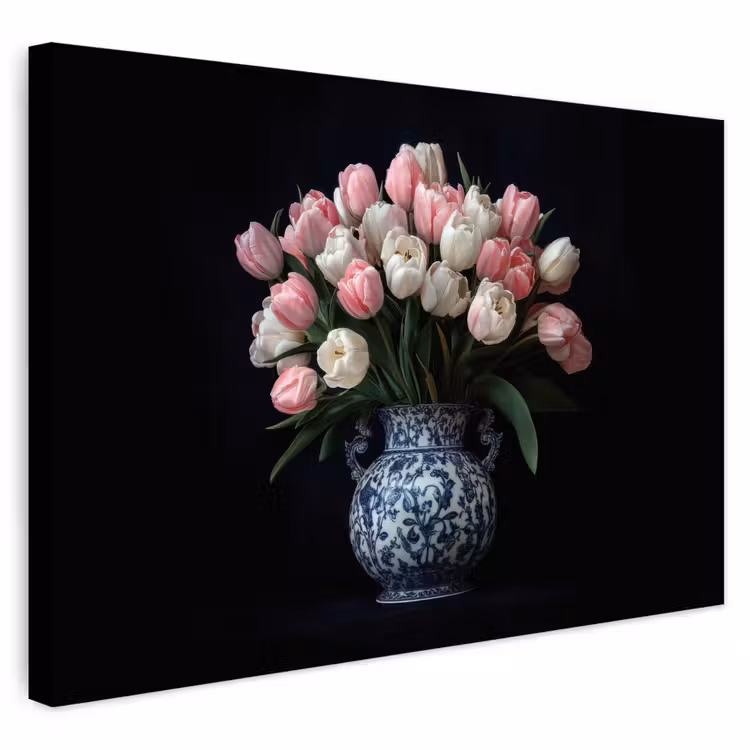 Buiten canvas - Bloemen - Roze - Tulpen - Vaas — 1