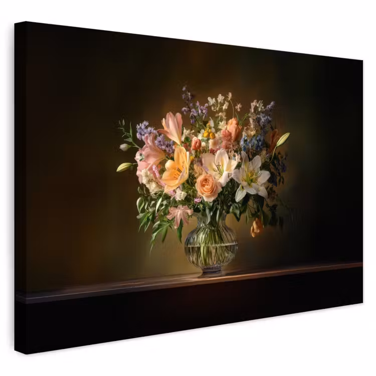 Buiten canvas - Glazen - Bloemen - Boeket - Kleuren — 1