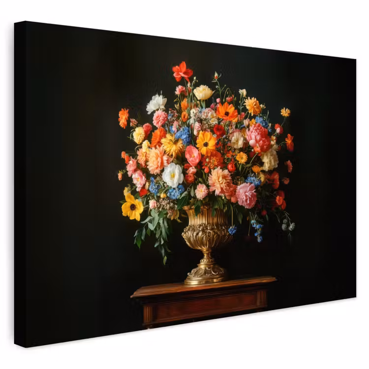 Buiten canvas - Goud - Bloemen - Kleuren - Vaas — 1