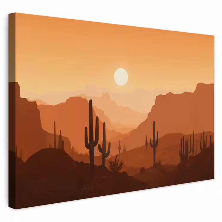 Buiten canvas - Landschap - Woestijn - Cactussen - Zon — 1