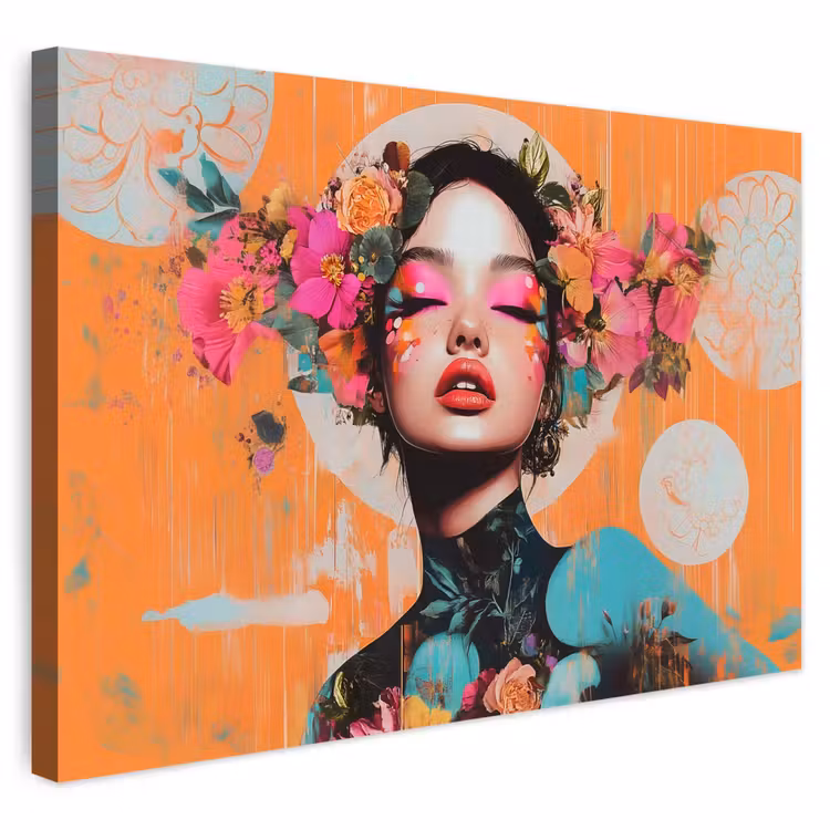 Buiten canvas - Portret - Vrouw - Abstract - Bloemen — 1