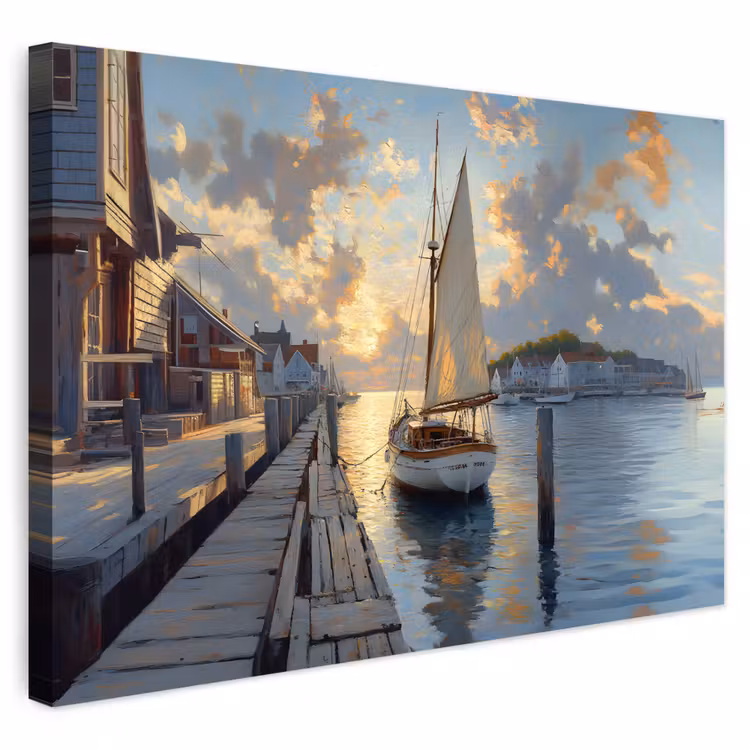 Buiten canvas - Zeilboot - Zon - Pier - Hout — 1