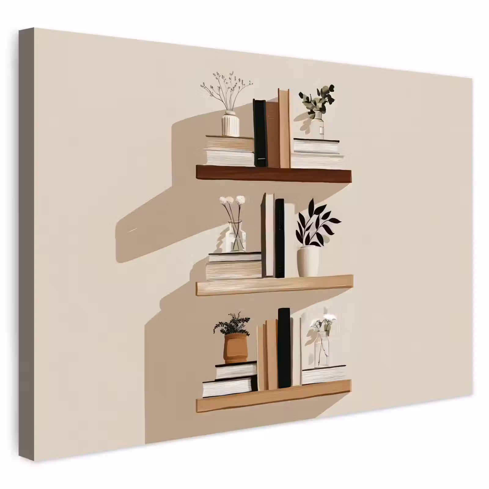 Buiten canvas - Plankjes - Boeken - Vaasjes - Planten — 1