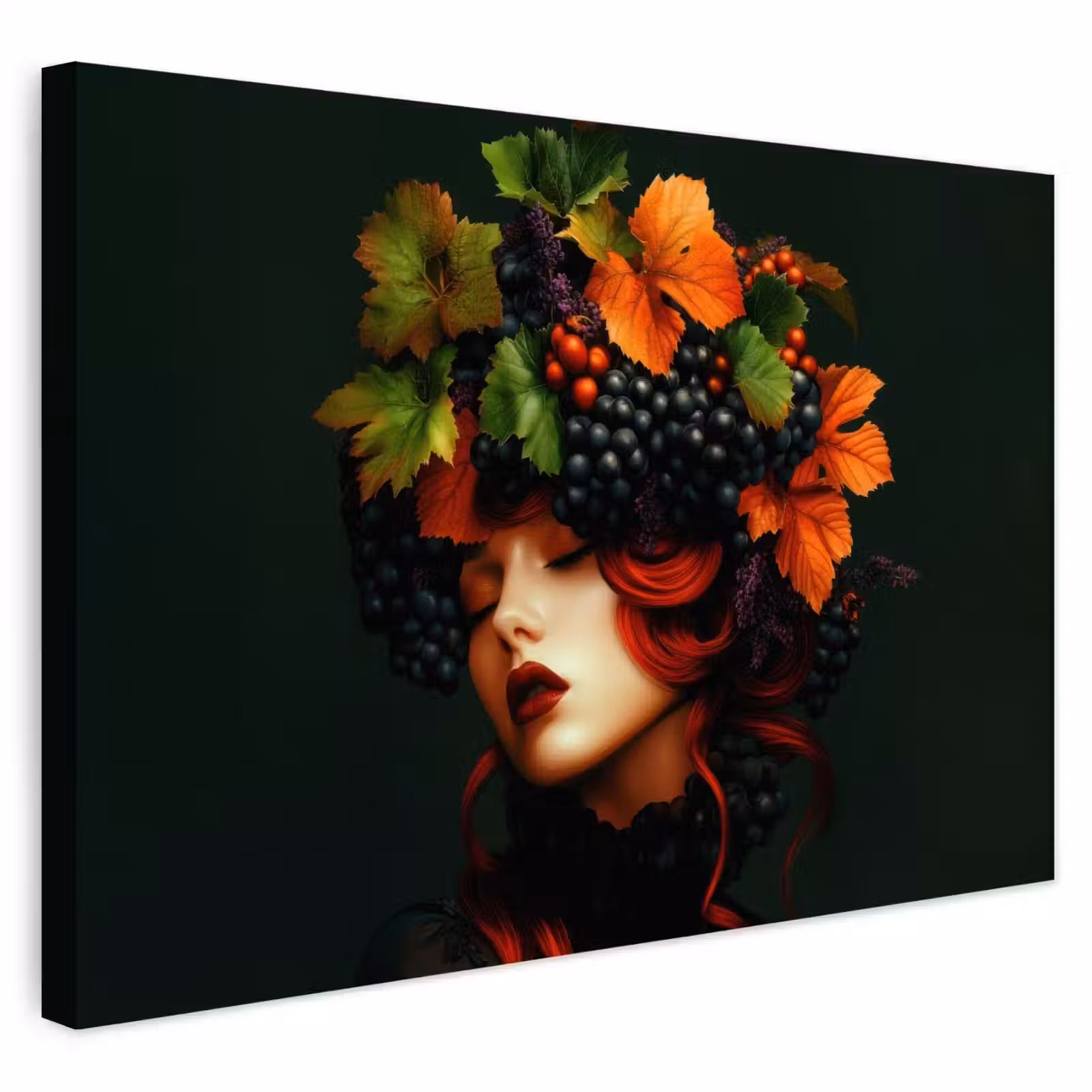 Buiten canvas - Vrouw - Rood - Groen - Druiven — 1