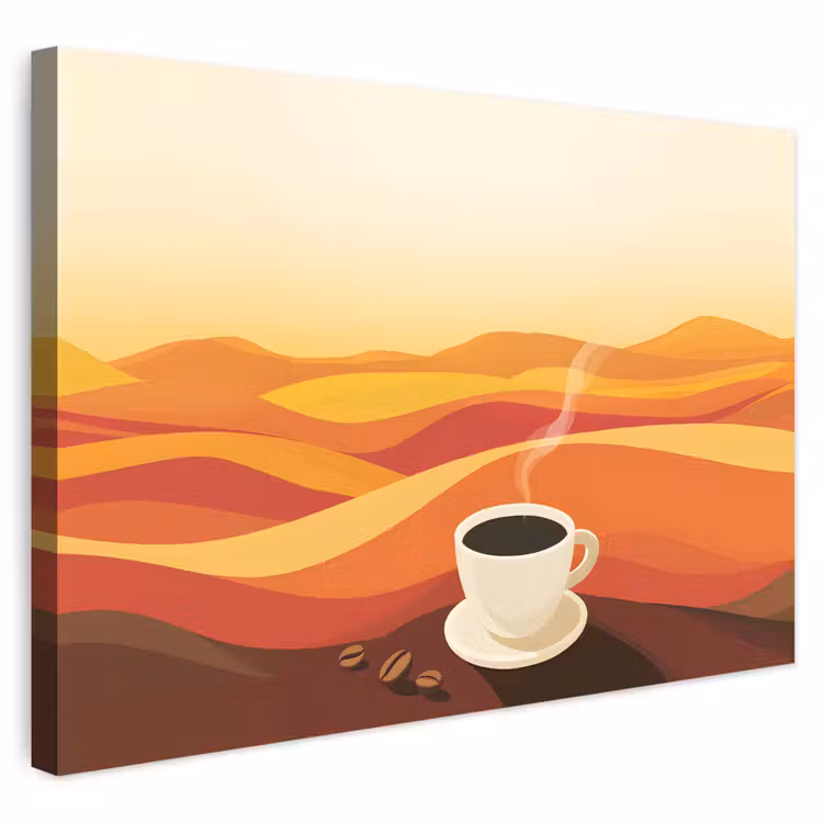 Buiten canvas - Koffie - Landschap - Oranje - Koffiebonen — 1