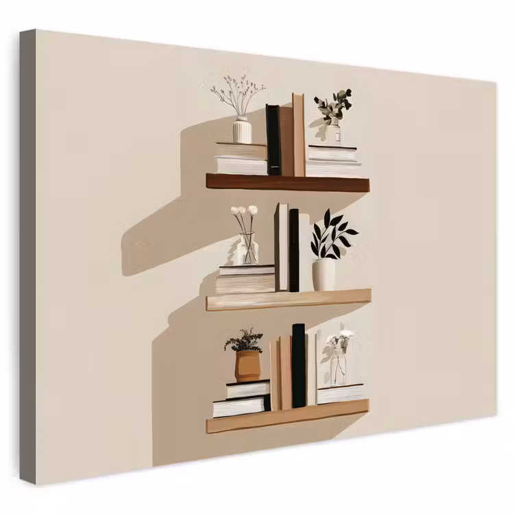 Buiten canvas - Plankjes - Boeken - Vaasjes - Planten — 1