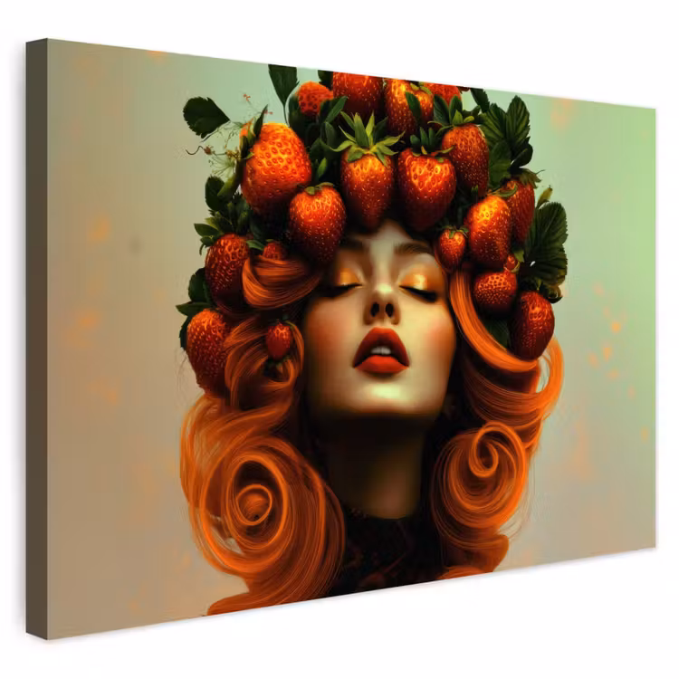 Buiten canvas - Vrouw - Aardbeien - Kroon — 1