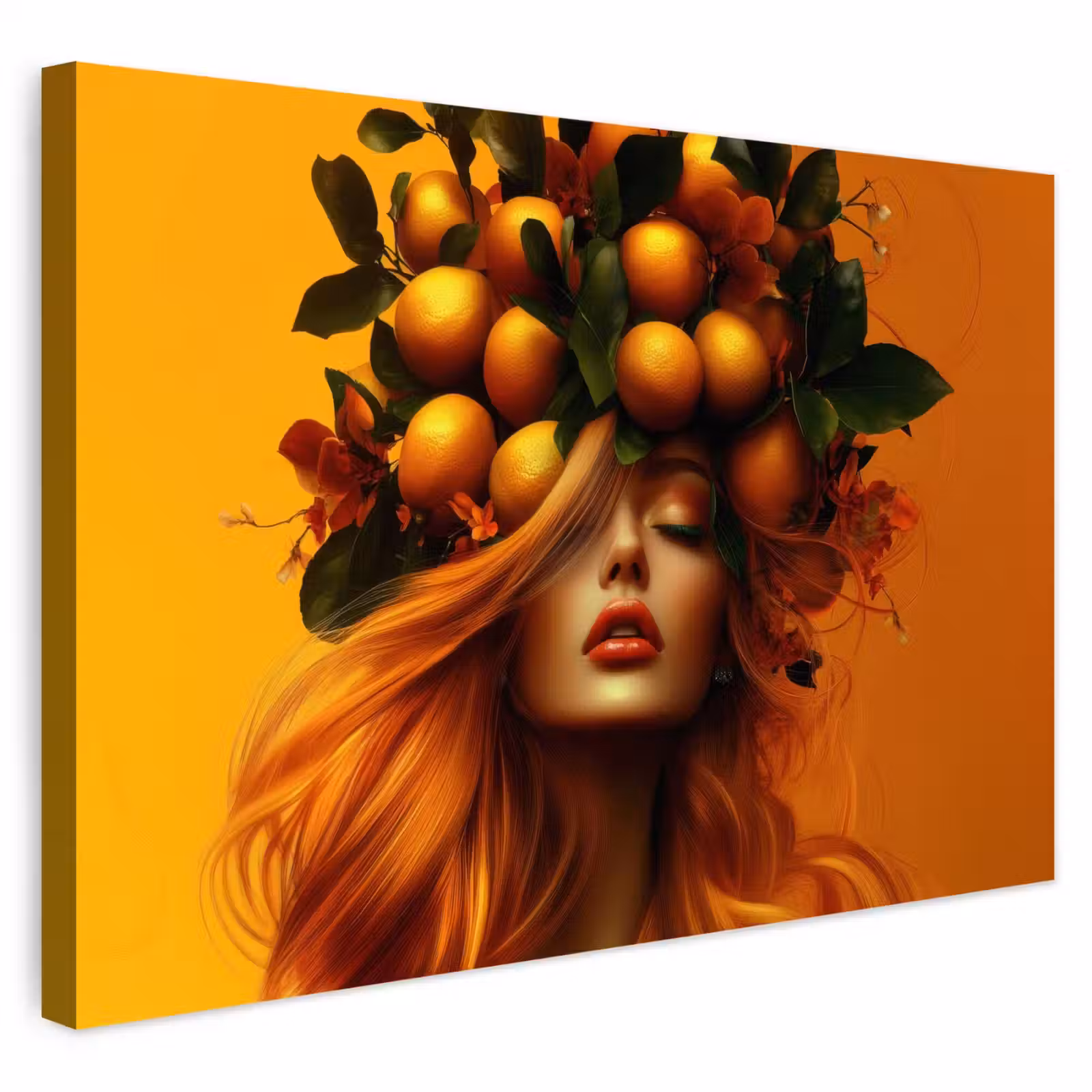 Buiten canvas - Vrouw - Citroenen - Bloesem - Geel — 1