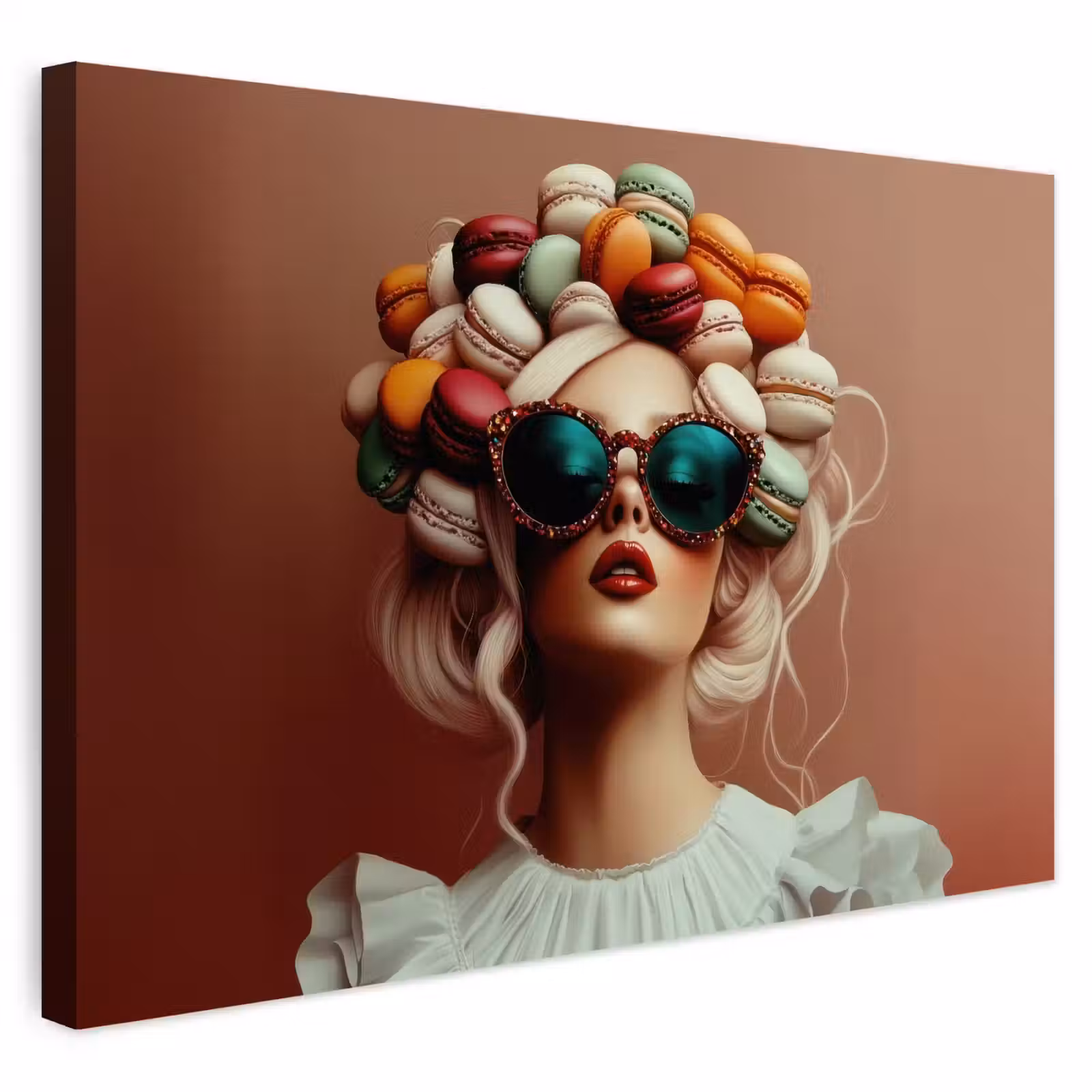 Buiten canvas - Vrouw - Macarons - Bril — 1