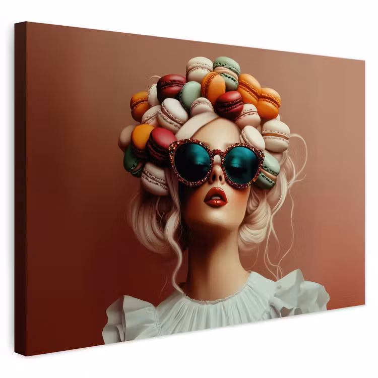 Buiten canvas - Vrouw - Macarons - Bril — 1