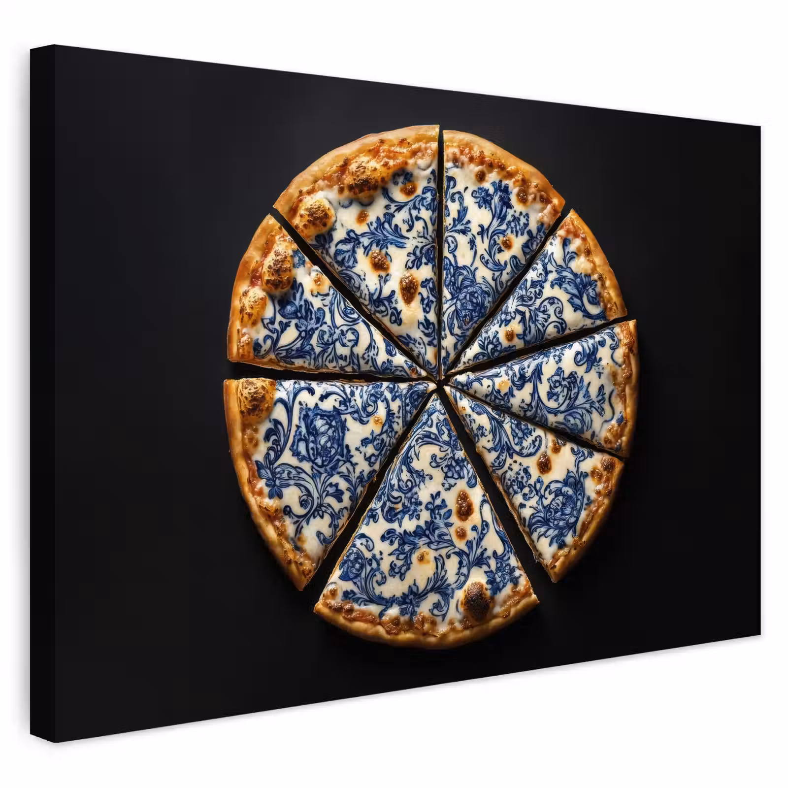 Buiten canvas - Pizza - Eten - Delftsblauw — 1