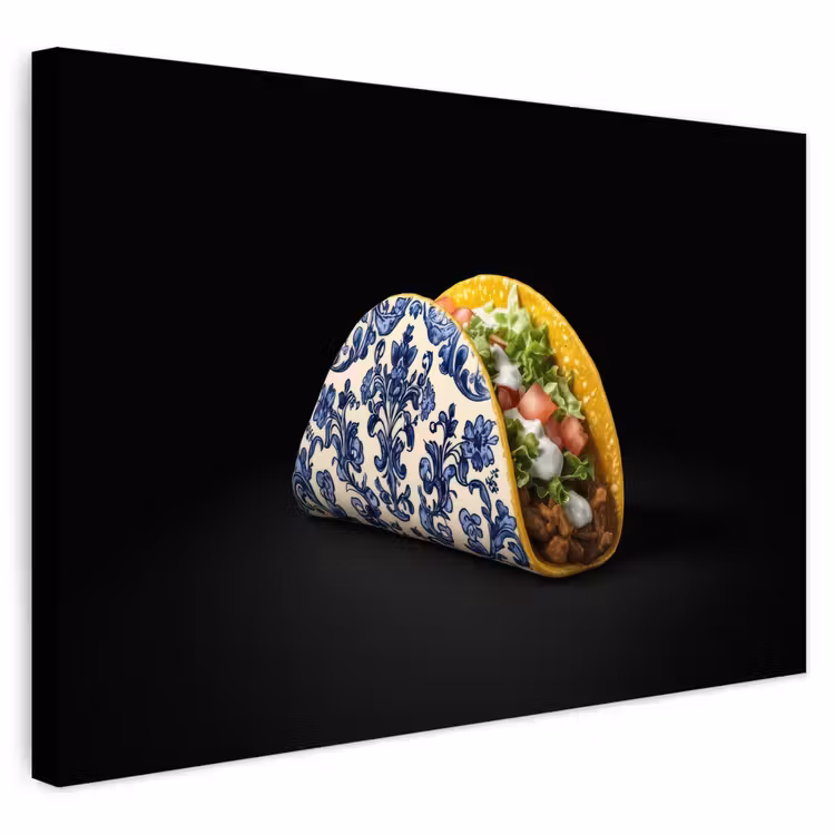 Buiten canvas - Taco - Vlees - Salade - Delftsblauw - Motief — 1