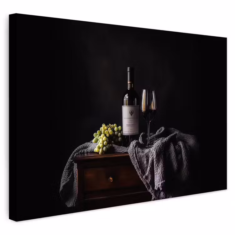 Buiten canvas - Druiven - Wijn - Rood - Tafel — 1