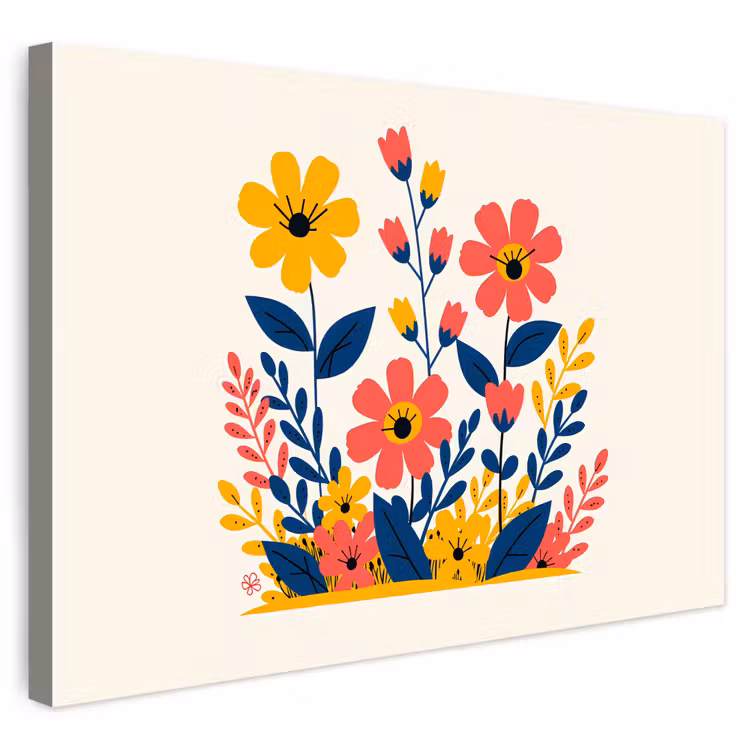 Buiten canvas - Illustratie - Bloemen - Bladeren - Roze — 1