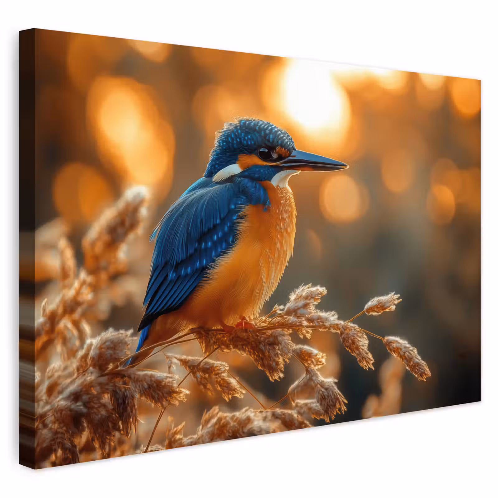 Buiten canvas - IJsvogel - Herfst - Vogels - Zon - Natuur - Herfsttakken — 1