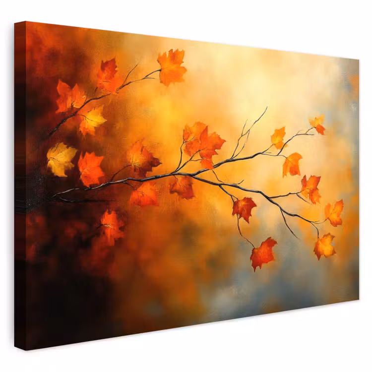 Buiten canvas - Herfstbladeren - Oranje - Abstract - Herfsttakken - Natuur — 1