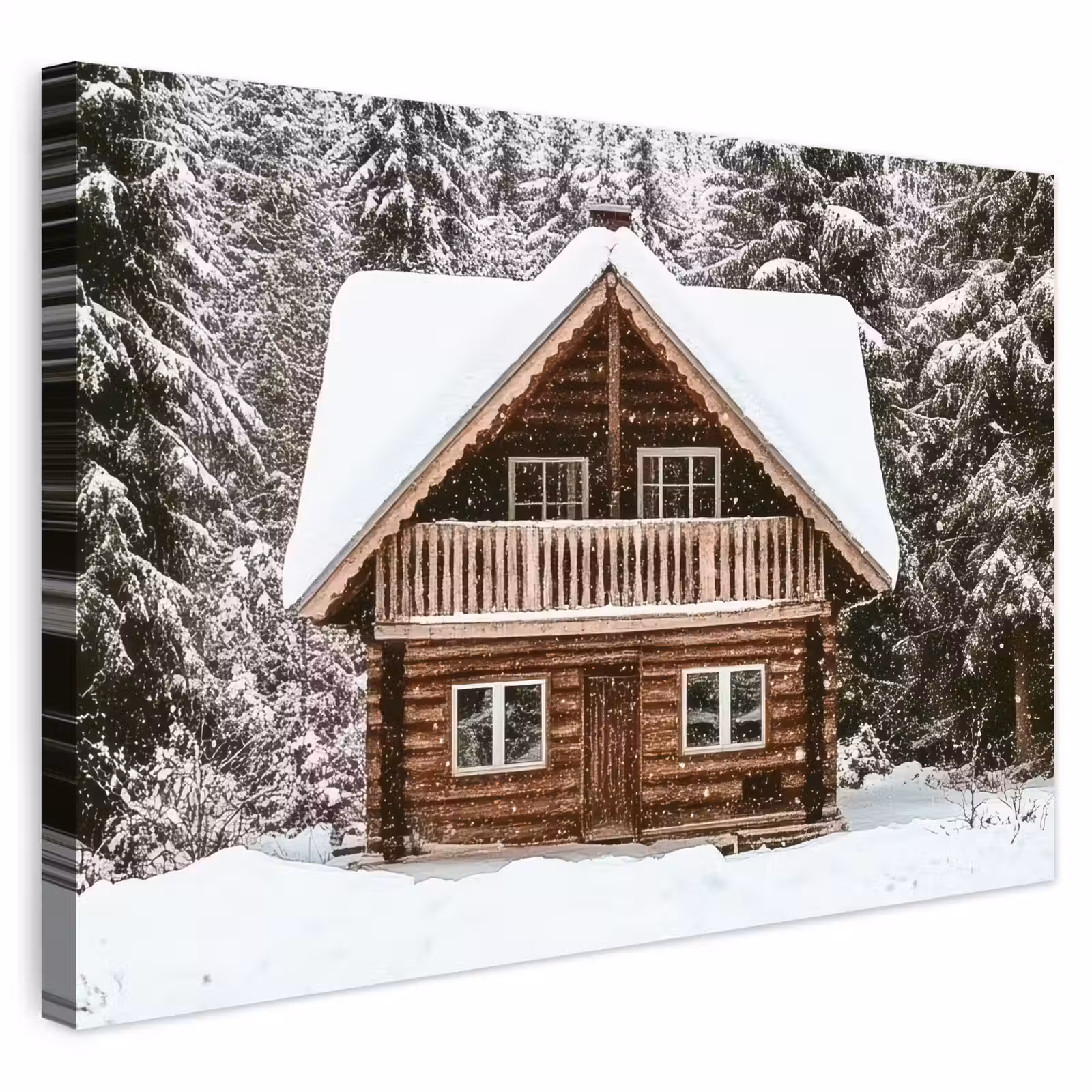 Buiten canvas - Huis - Bos - Winter - Natuur - Sneeuw — 1