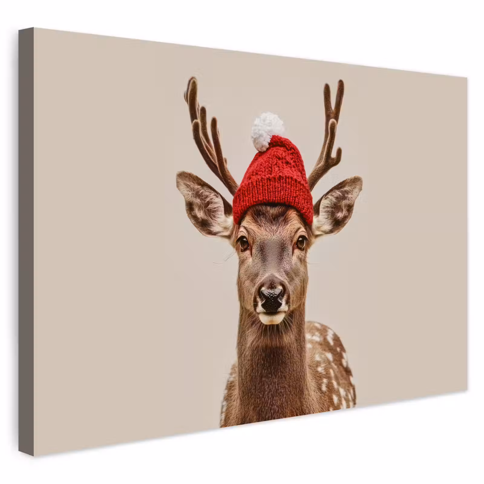 Buiten canvas - Hert - Kerst - Muts - Dieren - Winter - Grappig — 1