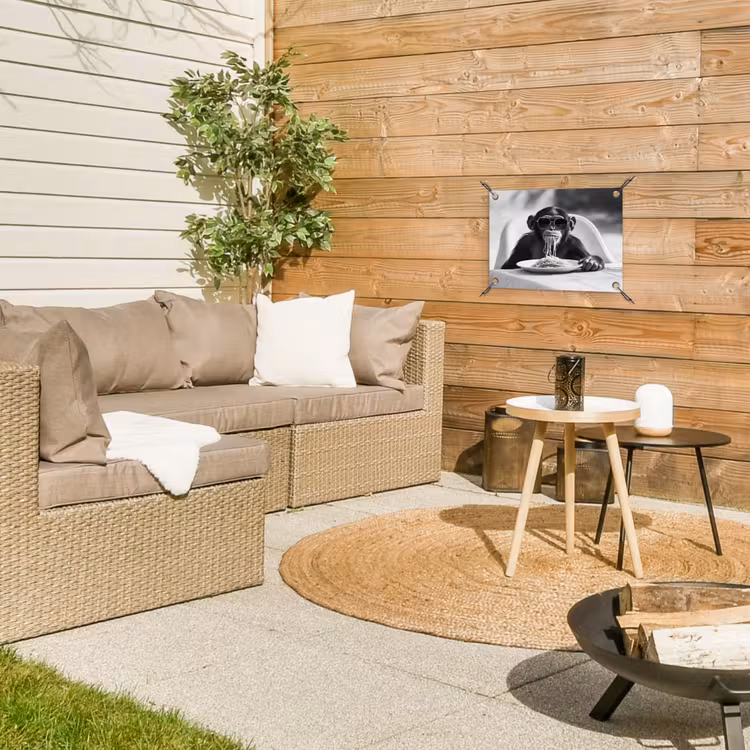 Tuinposter - Aap - Spaghetti - Zonnebril - Zwart wit - Cool - Dier — 3