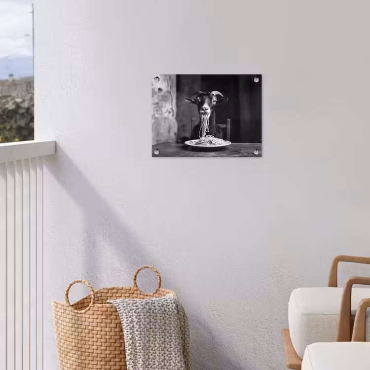 Tuinposter - Geit - Bord - Spaghetti - Zwart Wit — 5