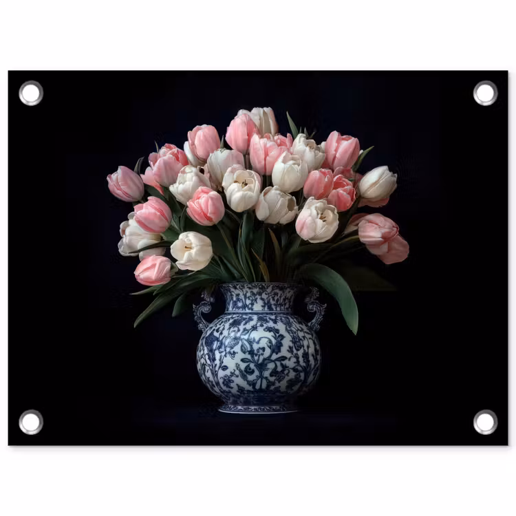 Tuinposter - Bloemen - Roze - Tulpen - Vaas — 1