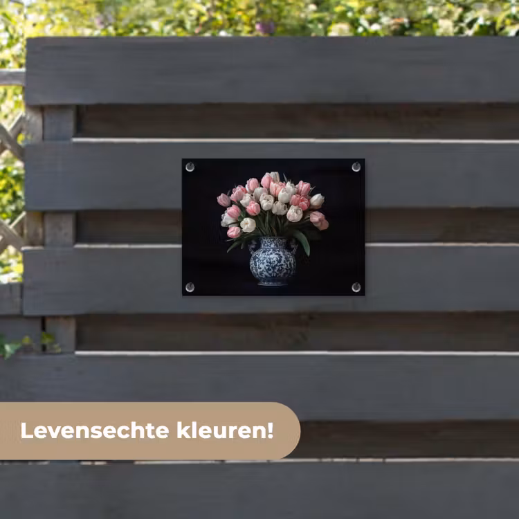 Tuinposter - Bloemen - Roze - Tulpen - Vaas — 6