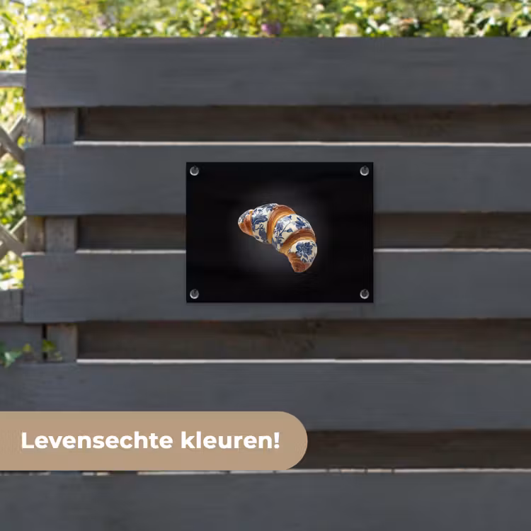 Tuinposter - Croissant - Bloemenpatroon - Delftsblauw — 6