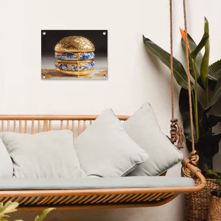 Tuinposter - Delftsblauw - Goud - Burger — 4