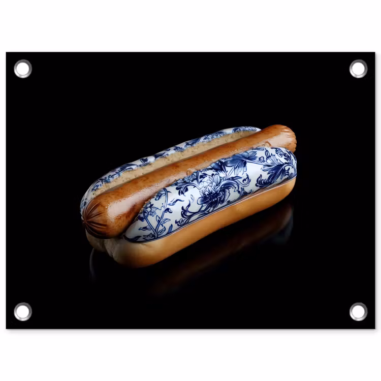Tuinposter - Hotdog - Porselein - Delfts blauw - Eten — 1