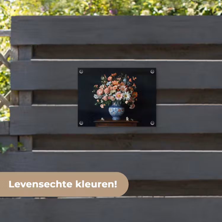 Tuinposter - Hout - Vaas - Kleuren - Bloemen — 6