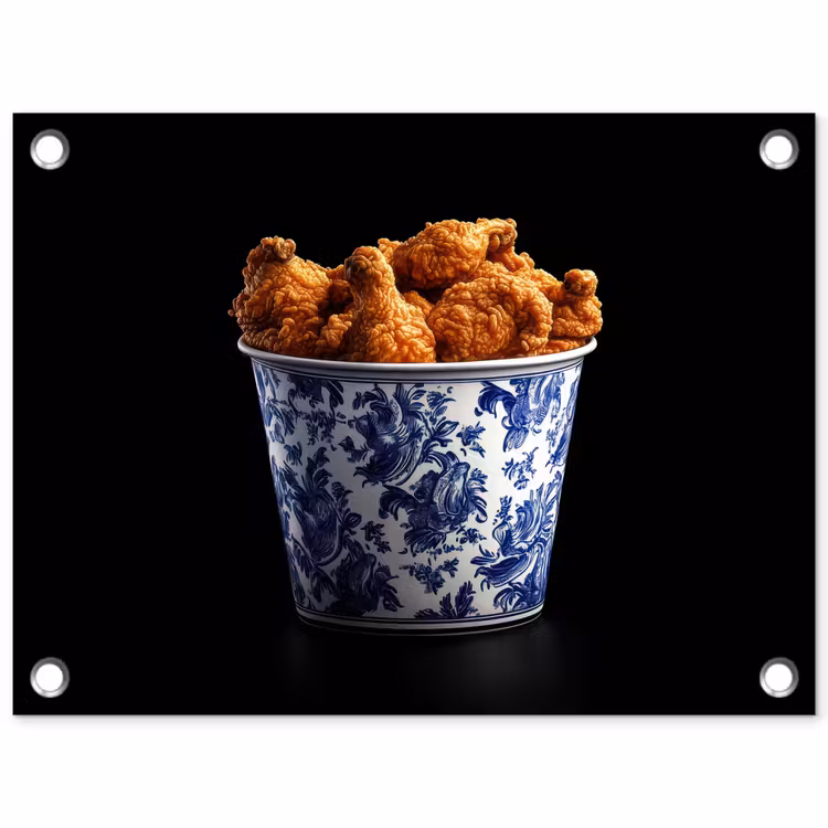 Tuinposter - Kip - Bucket - Delfts blauw - Lekker — 1