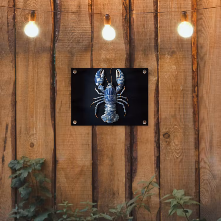 Tuinposter - Kreeft - Delftsblauw - Schild - Stoer — 2