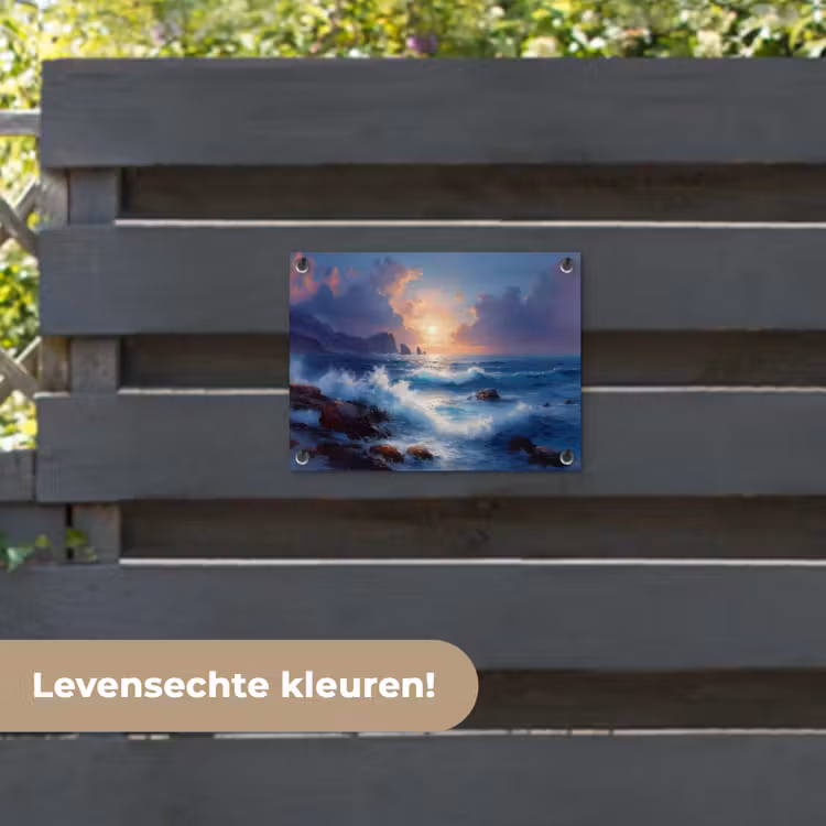 Tuinposter - Golven - Zee - Kleurrijk - Rotsen — 6