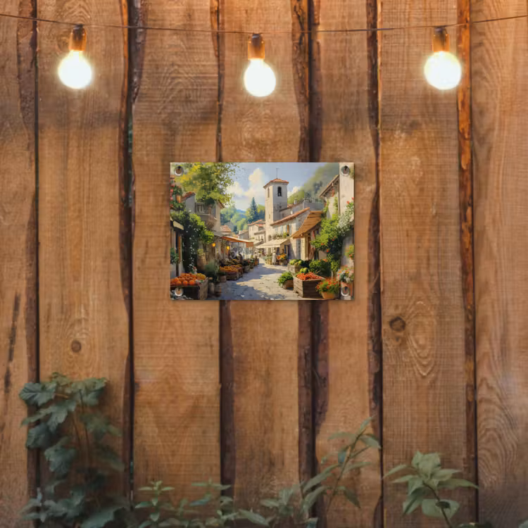 Tuinposter - Dorp - Zon - Kraampjes - Huizen — 2