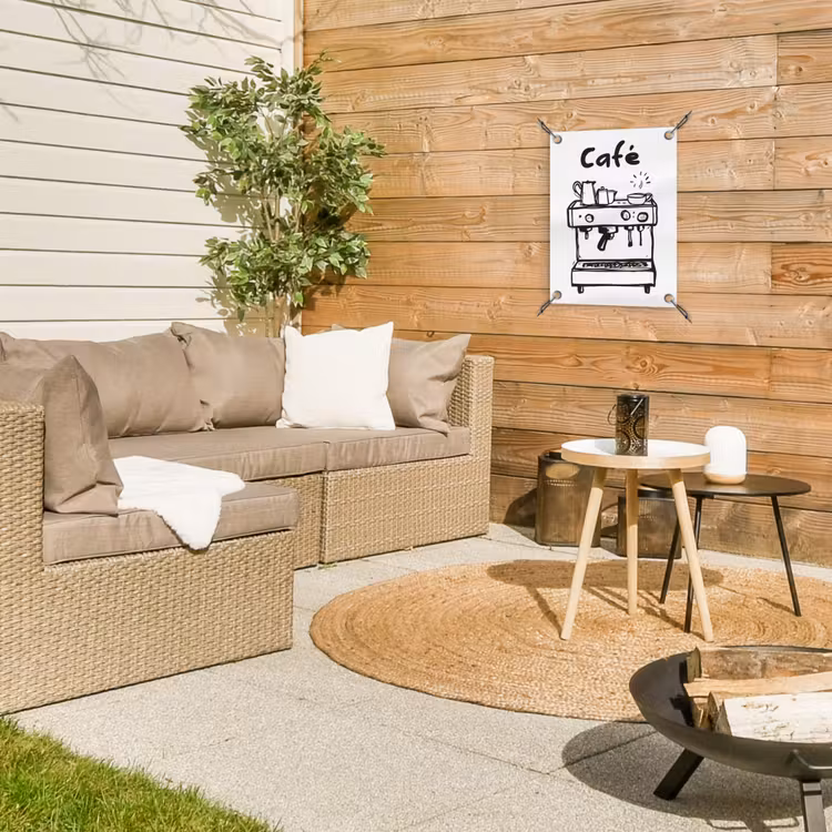 Tuinposter - Illustratie - Café - Koffiemachine - Kopjes — 2