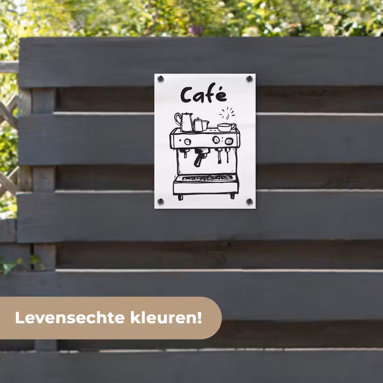 Tuinposter - Illustratie - Café - Koffiemachine - Kopjes — 6