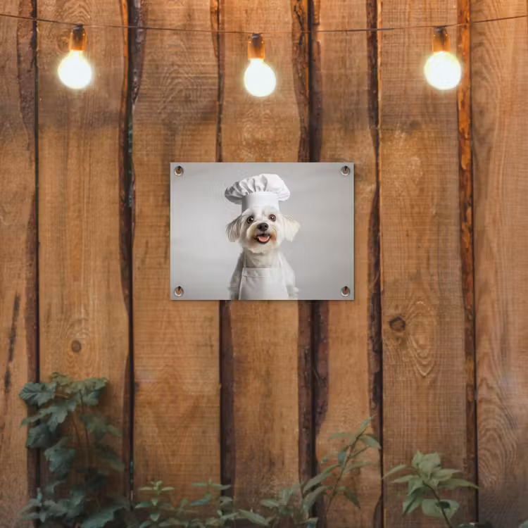 Tuinposter - Hond - Wit - Kok — 3