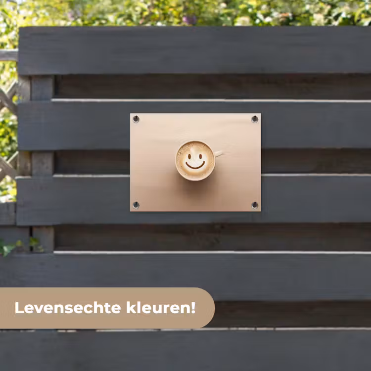 Tuinposter - Koffie - Melkschuim - Lach - Beige — 6