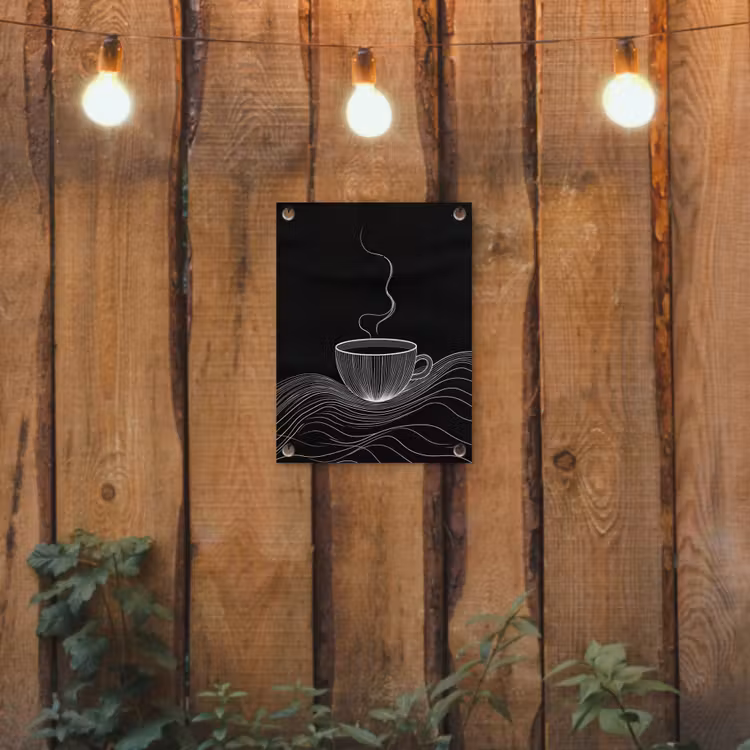Tuinposter - Lijntekening - Koffiekop - Zwart — 2