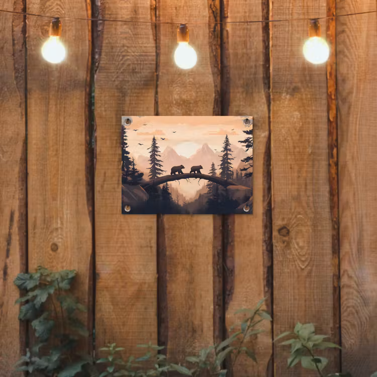 Tuinposter - Beren - Bomen - Landschap - Zonsondergang — 3