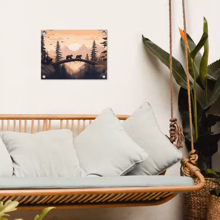 Tuinposter - Beren - Bomen - Landschap - Zonsondergang — 4