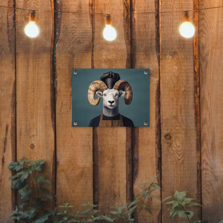 Tuinposter - Geit - Hoorns - Kokskleding — 3
