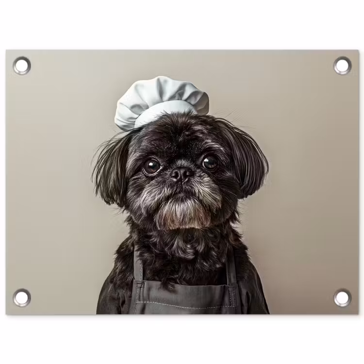 Tuinposter - Kokskleding - Zwart - Hondje — 1