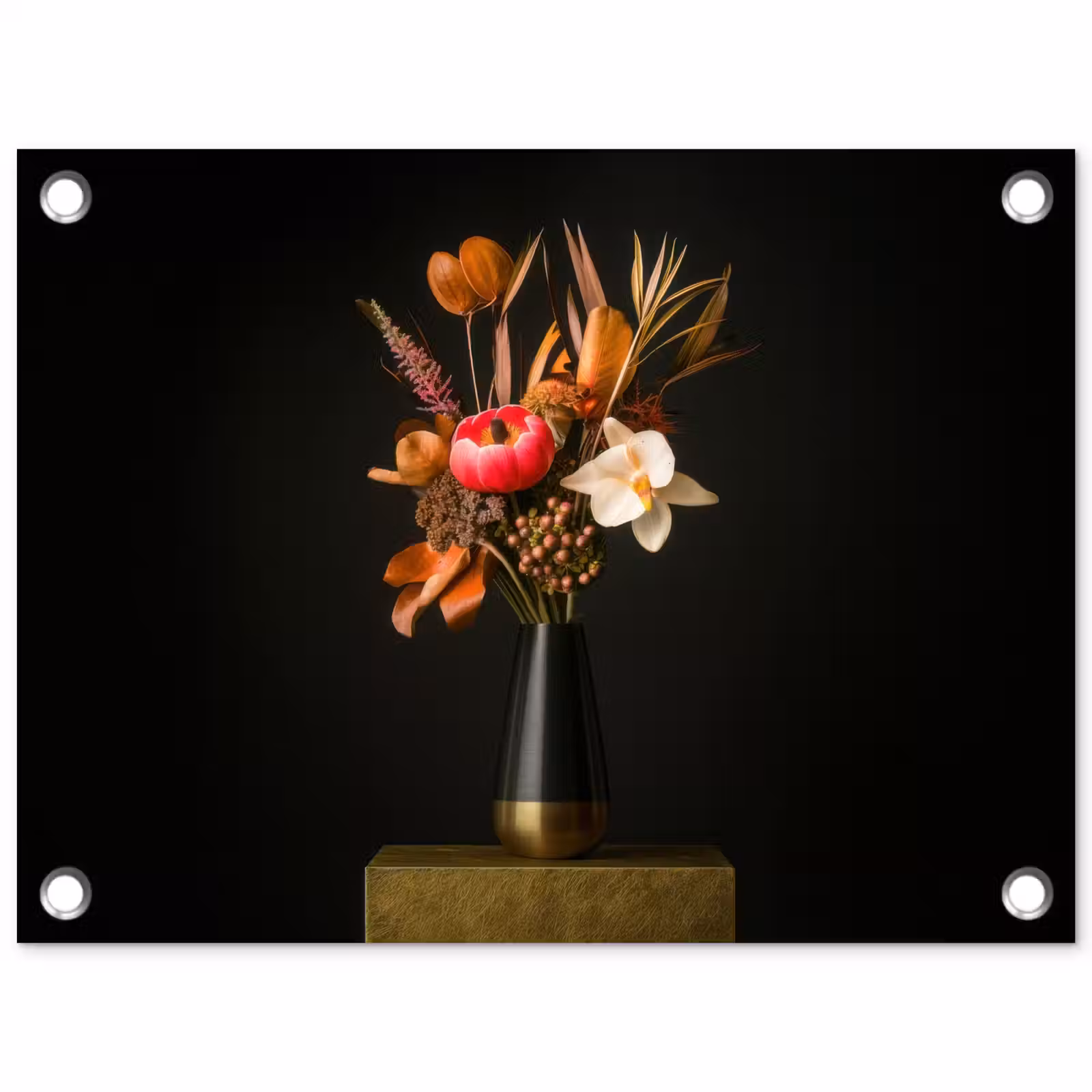 Tuinposter - Boeket - Oranje - Gouden - vaas — 1