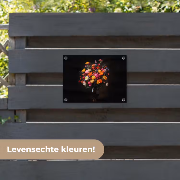 Tuinposter - Kleurrijk - Boeket - Vaas - Donkerbruin — 6