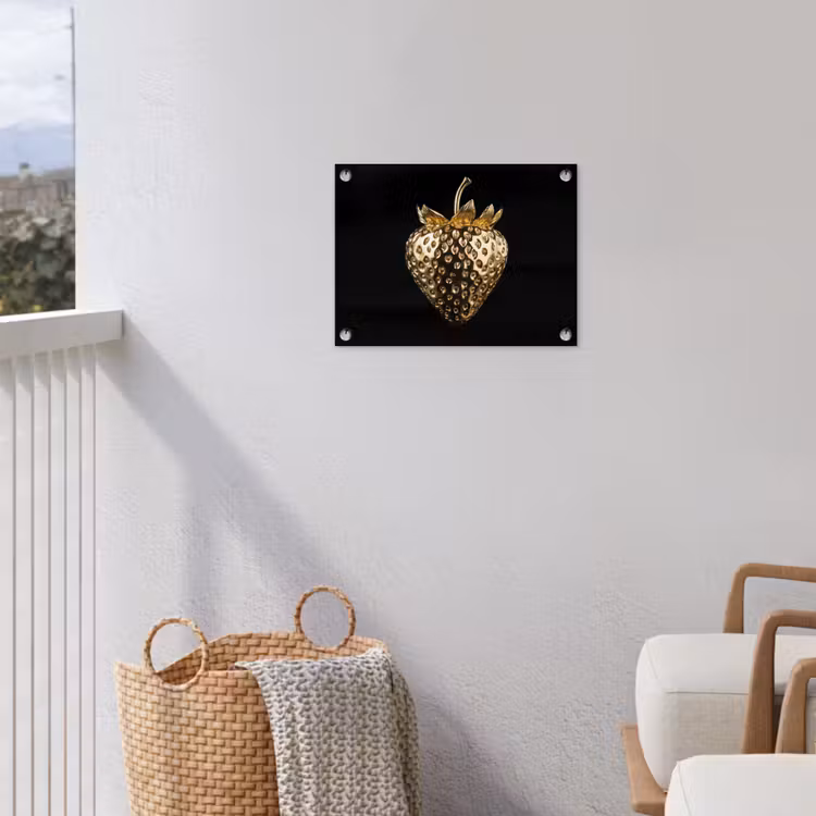 Tuinposter - Aardbei - Goud - Zwart - Chrome — 5