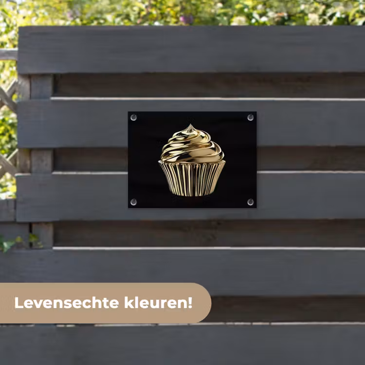 Tuinposter - Cupcake - Eten - Goud - Zwart — 6