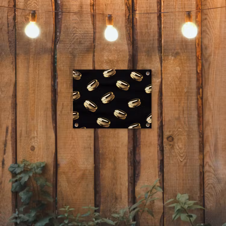 Tuinposter - Macarons - Patroon - Goud - Zwart — 2
